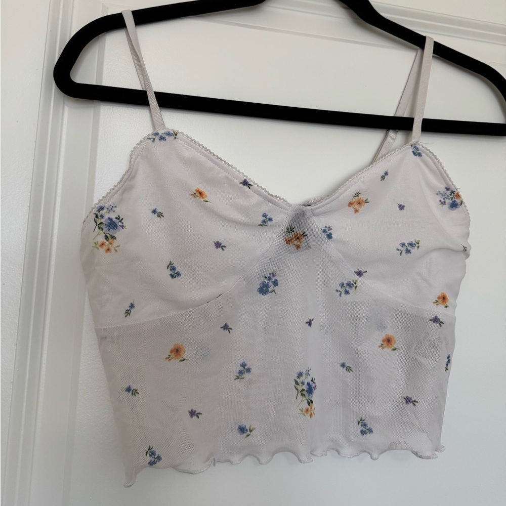 Forever 21 Floral Camisole in Cream and Blue